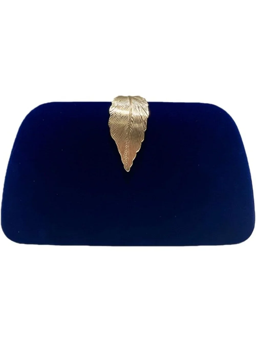 Women's Blue Elegant Clutch Purse Metallic Leaves Clasp Banquet Evening Bag